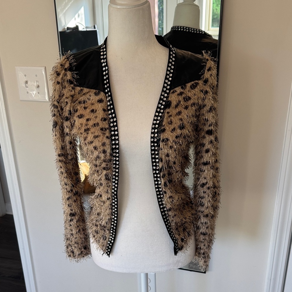 Leopard Print Faux Fur Jacket